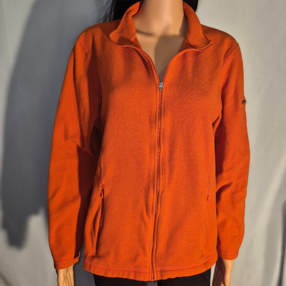 L.L. BEAN stylish velour zippered jacket, burnt orange in size XL